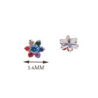 Magpie internally threaded titanium flat back helix earring with a floral top design and multi CZ stones for a sparkling look.