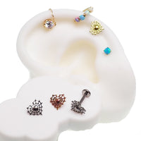 Web Heart Titanium Flatback Piercing 18g, 16g, 14g - Body Clickers Body Jewelry