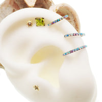Pastel Opal titanium hinged clicker earrings by Magpie, 16g/18g, side-facing design with 6mm width.