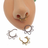 Magpie CZ Filigree Titanium Hinged Clicker 16g for piercings with detailed filigree design and secure hinged closure.