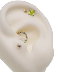 Magpie pastel opal titanium hinged clicker in 8mm and 10mm, 16g, forward-facing design for body jewelry.