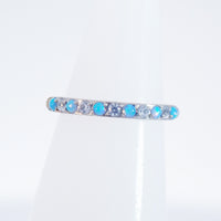 Azure blue opal and CZ hinged clicker hoop by Magpie, 8, 10, or 12mm, showcasing a stylish titanium jewelry design.