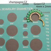 Magpie Super Nova CZ Titanium Septum Clicker in cerise and champagne with 8mm diameter, 16g gauge, stylish piercing jewelry