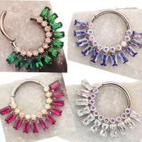 Magpie Super Nova CZ titanium septum clicker in cerise champagne with 8mm diameter and 16g gauge, featuring a sparkling design.