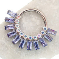 Magpie Super Nova CZ titanium septum clicker in cerise champagne color, 16g and 8mm size with sparkling gemstone accents.