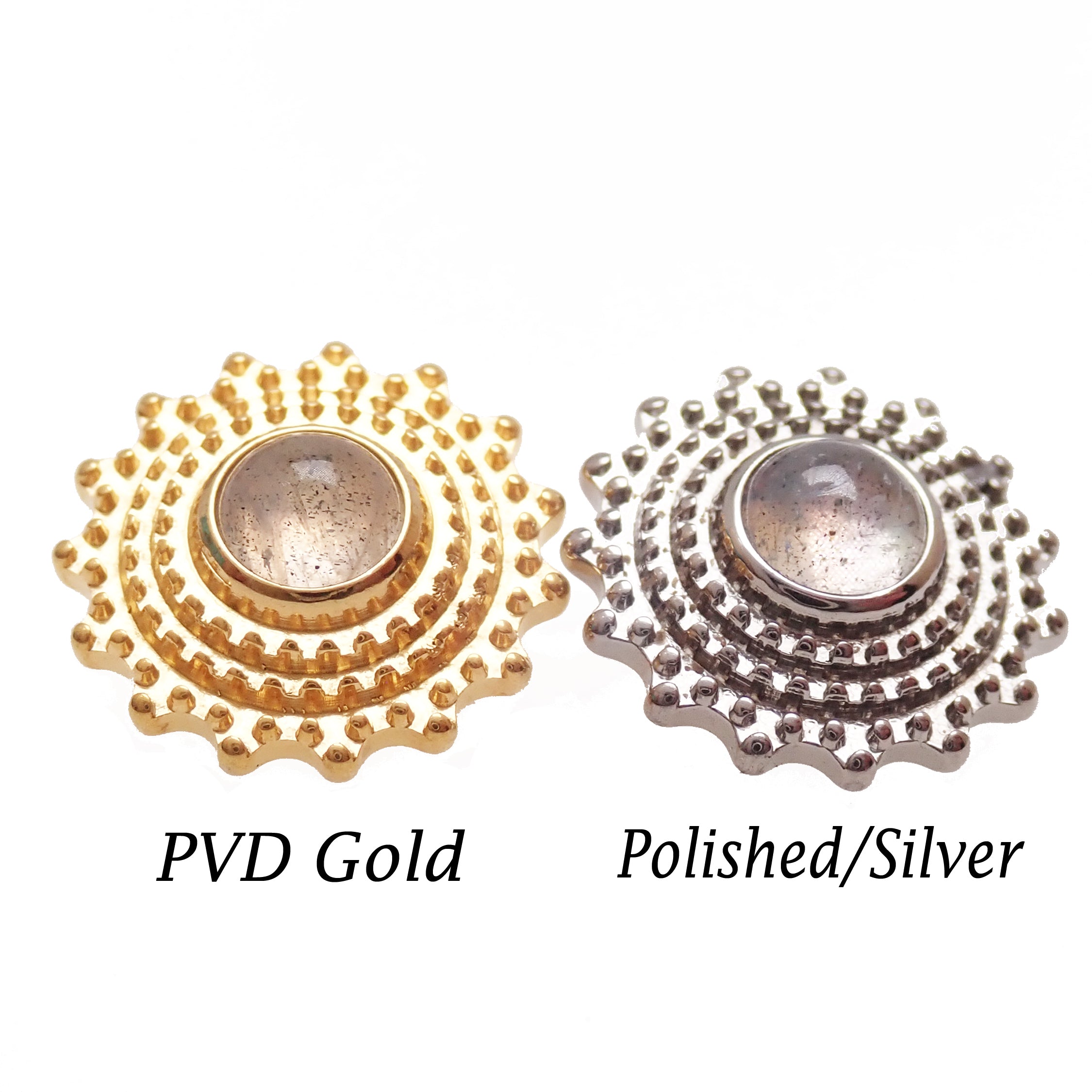 Semi-Precious Labradorite Mandala flatback Implant Titanium