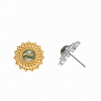Implant Grade Titanium Moss Agate Push-Fit Flatback Piercing