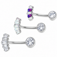 Marquise CZ Titanium Push Fit Belly Bar 14g, 16g