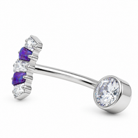Marquise CZ Titanium Push Fit Belly Bar 14g, 16g