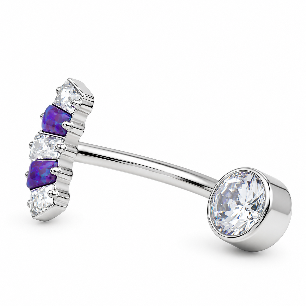 Marquise CZ Titanium Push Fit Belly Bar 14g, 16g