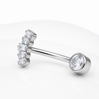 Marquise CZ Titanium Push Fit Belly Bar 14g, 16g