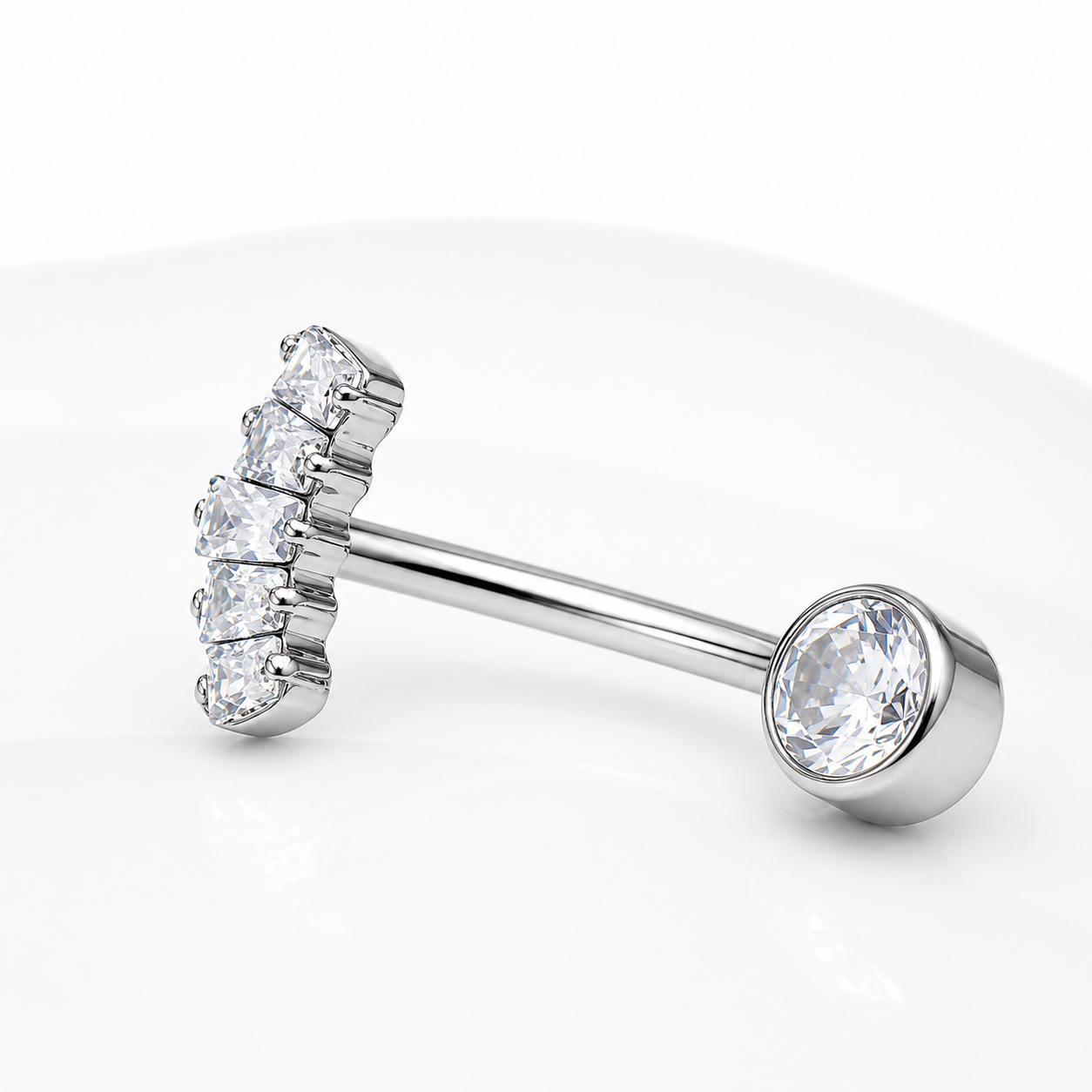 Marquise CZ Titanium Push Fit Belly Bar 14g, 16g