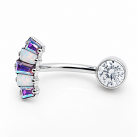 Marquise CZ Titanium Push Fit Belly Bar 14g, 16g