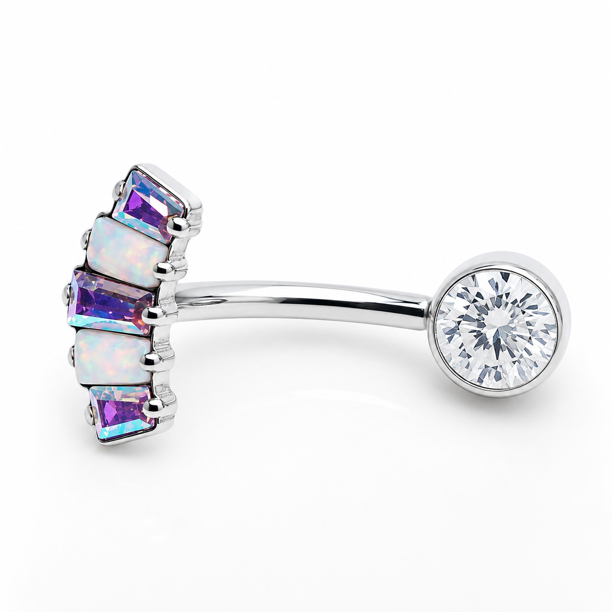 Marquise CZ Titanium Push Fit Belly Bar 14g, 16g