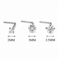 Set of 3 CZ L-Bend Steel Nose Studs- 20g