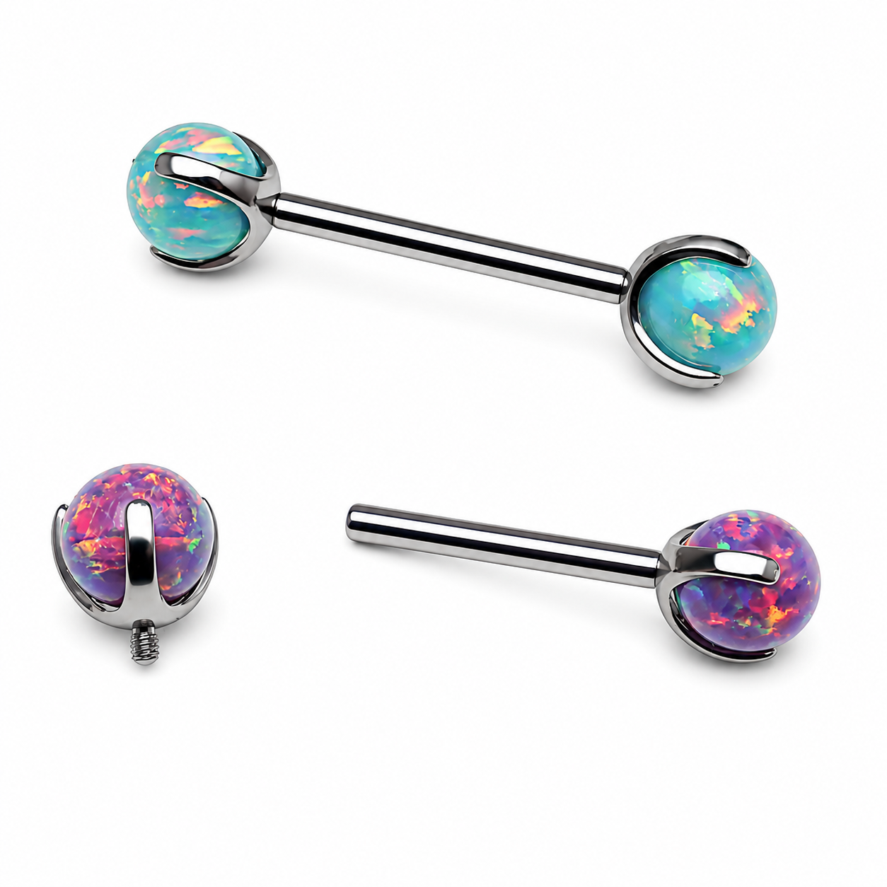 Moon Yellow & Multi Lavender 6mm Opal Barbell 12g / 14g