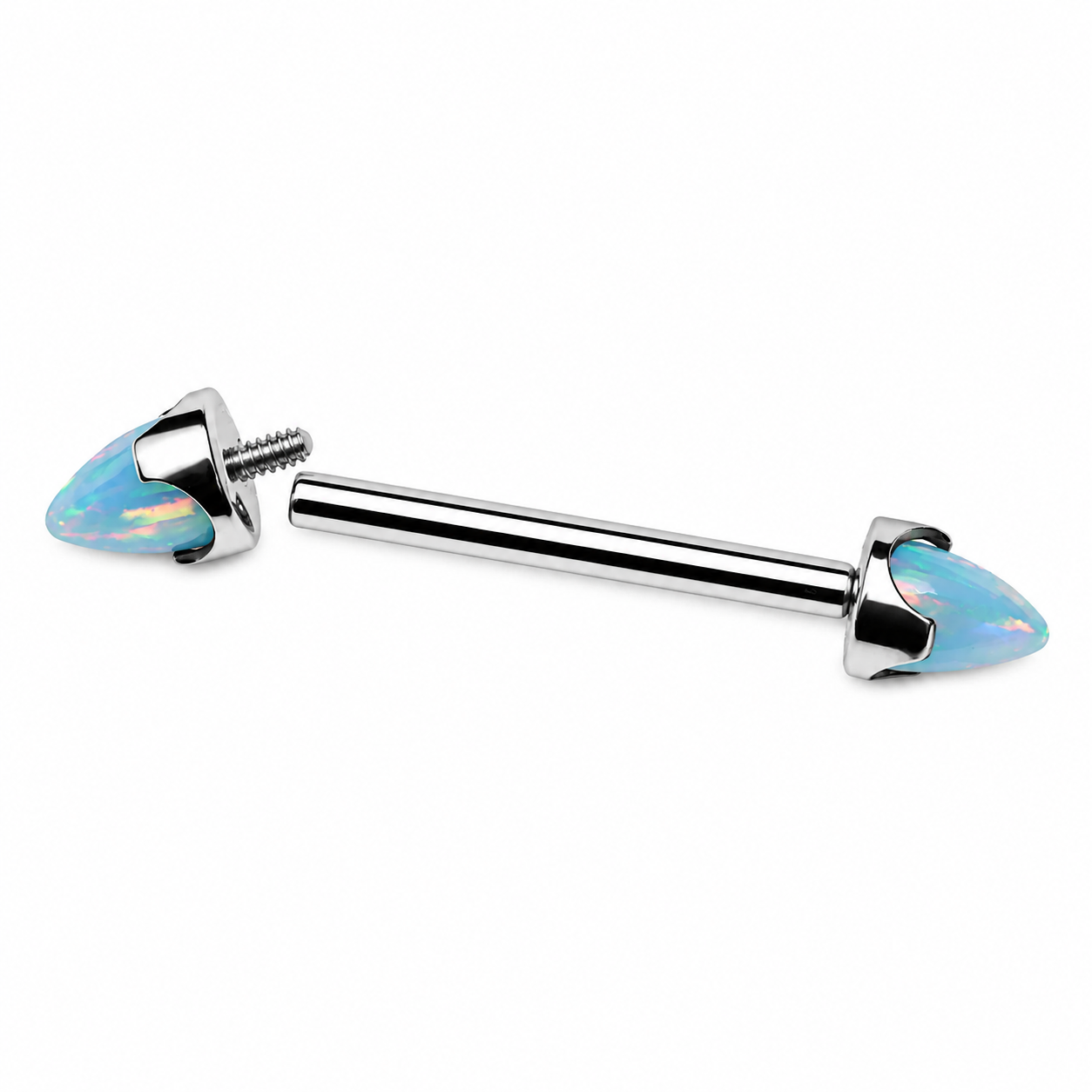 Moon Yellow Opal Cone Implant Titanium Nipple Bar 14g, 12g