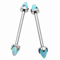 Moon Yellow Opal Cone Implant Titanium Nipple Bar 14g, 12g
