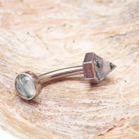16G Moss Agate Curved Barbell – Implant Grade Titanium