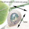 Titanium Push-Fit Teardrop Piercing – Single Stud | Moss Agate, Garnet, Moonstone |