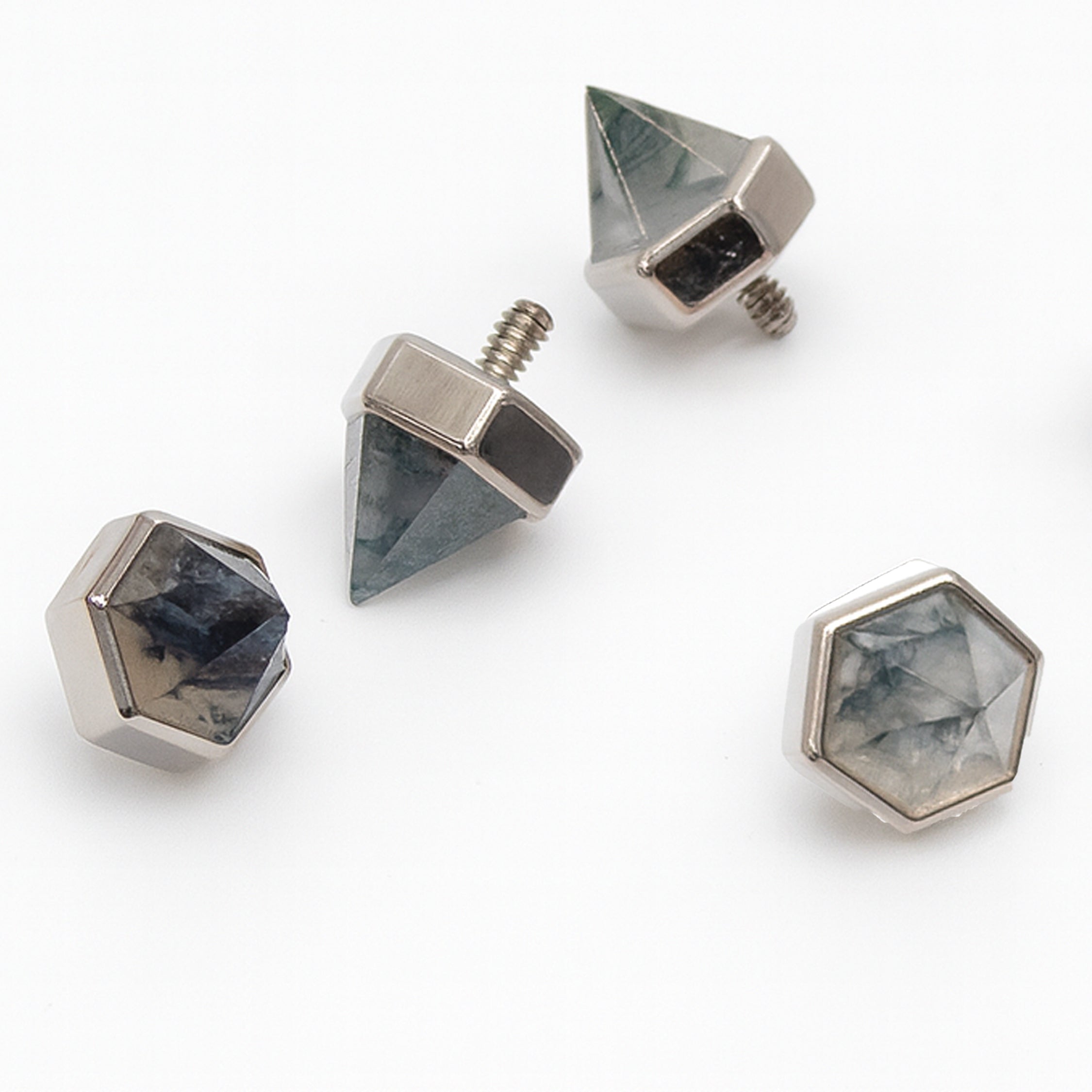 16G Moss Agate Curved Barbell – Implant Grade Titanium