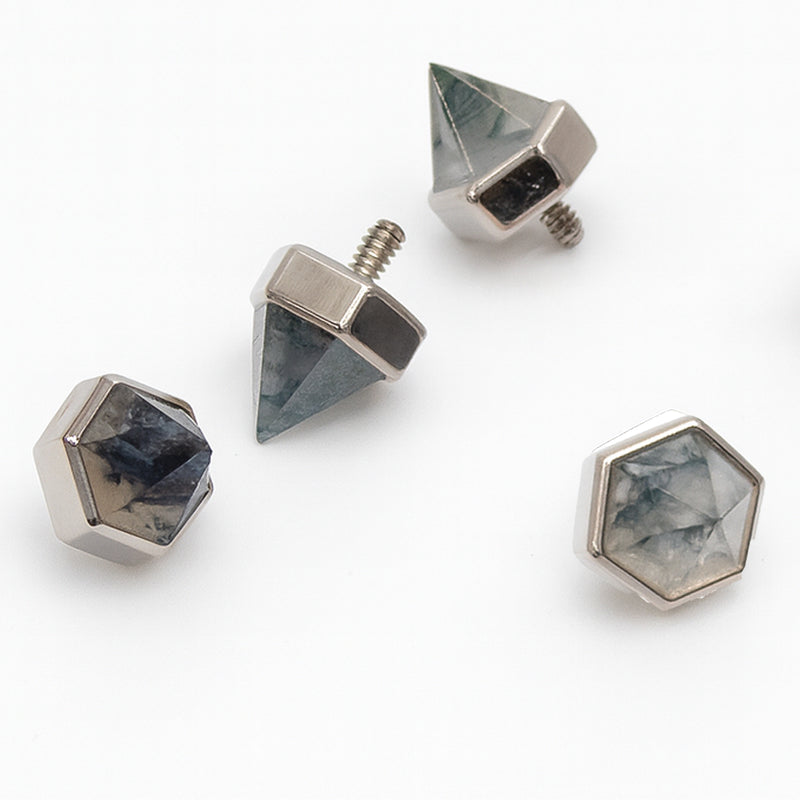 16G Moss Agate Curved Barbell – Implant Grade Titanium