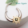 Titanium Sunburst Clicker  Moss Agate – 16G/14G Implant-Grade