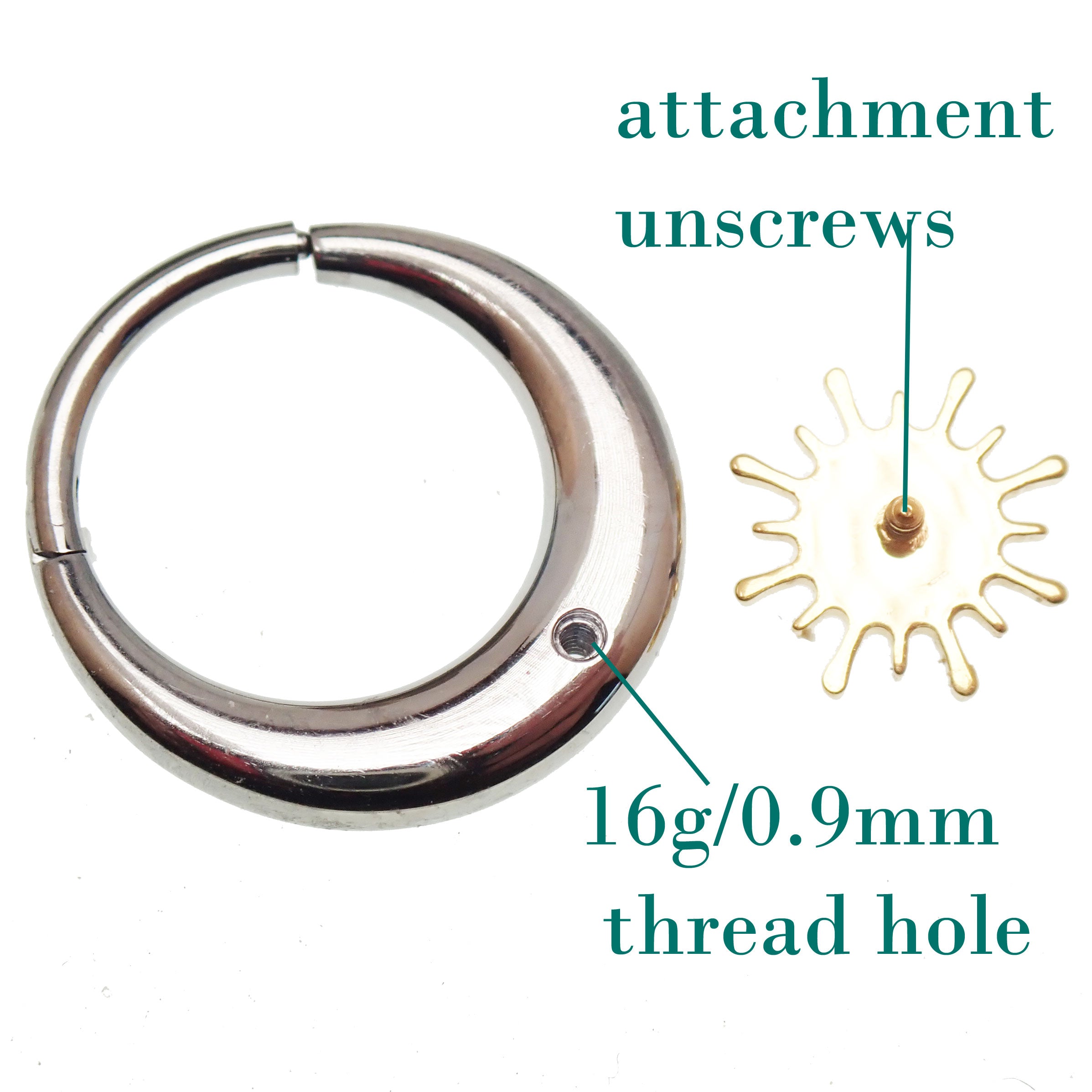 Titanium Sunburst Clicker  Moss Agate – 16G/14G Implant-Grade