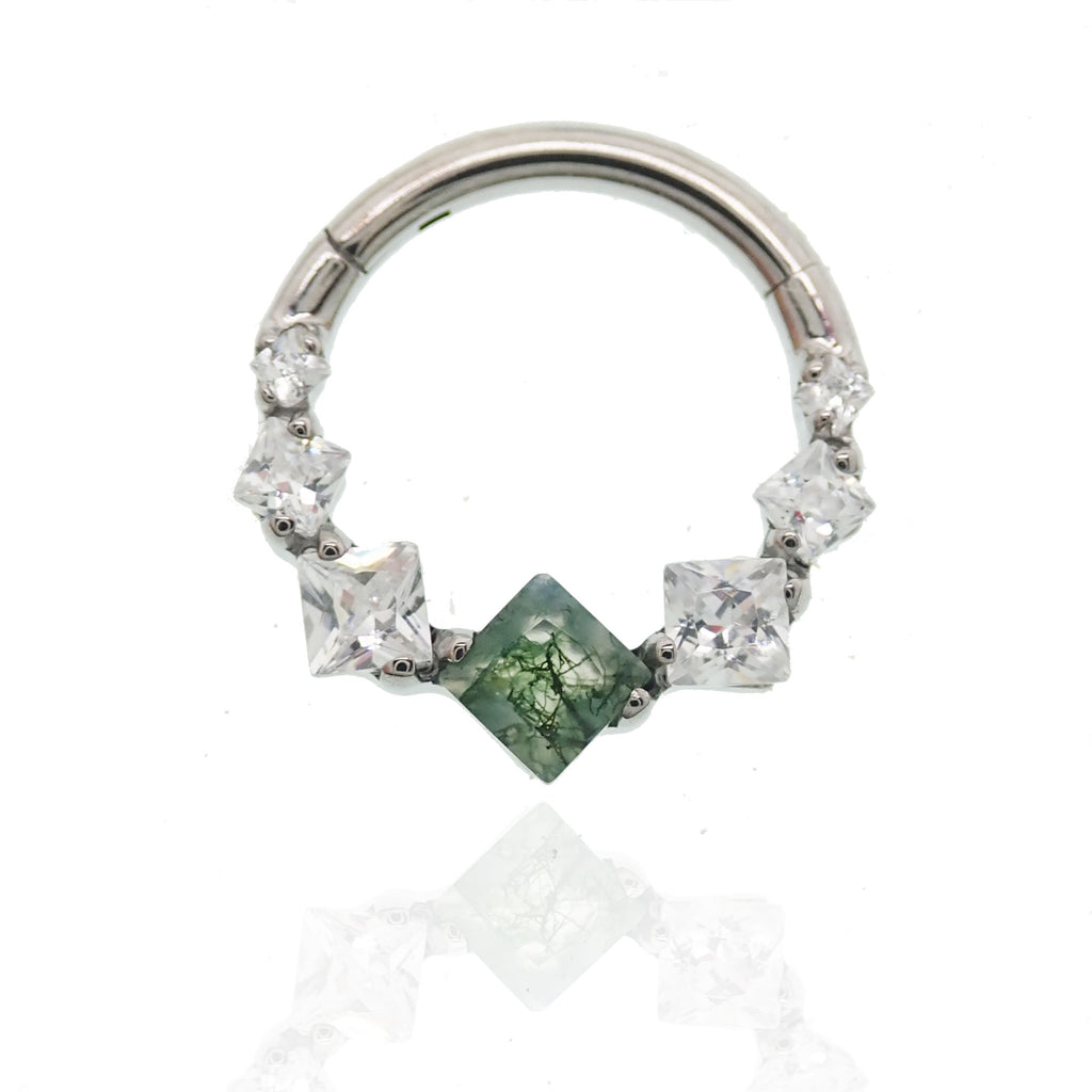 Moss Agate 8mm Titanium Clicker 16g – Body Clickers Body Jewelry