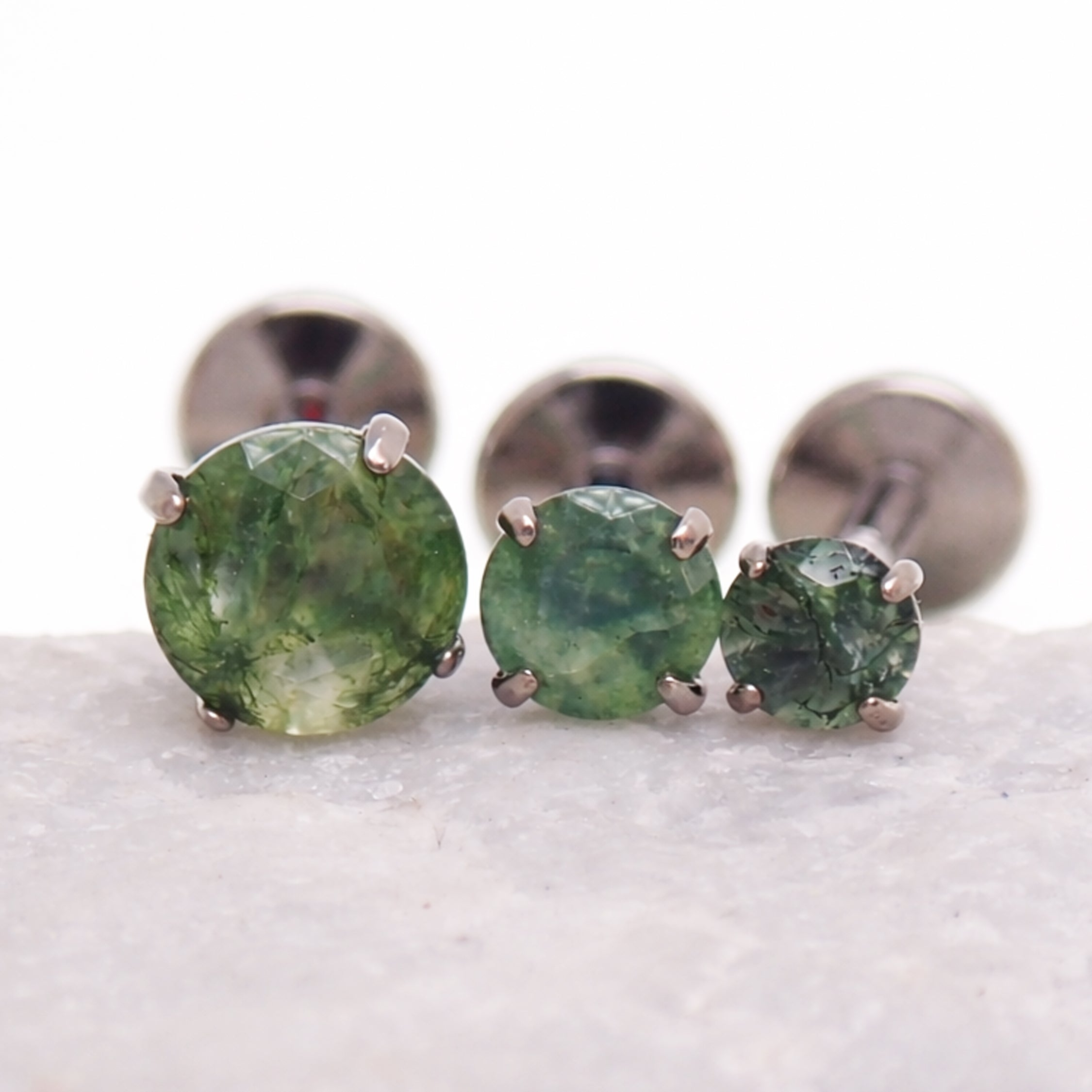 Moss agate 4mm, 3mm, & 2.5mm natural stone & flatback
