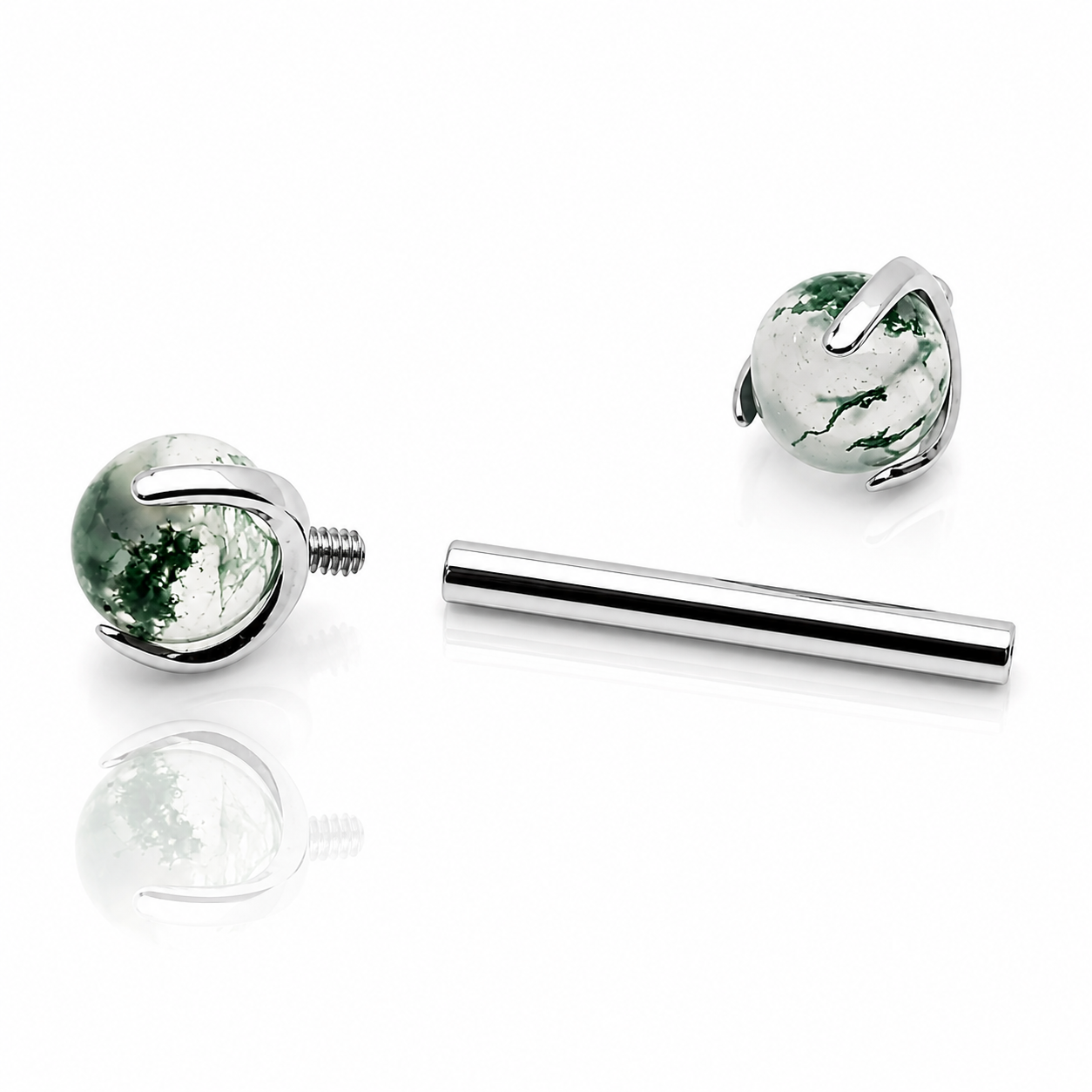 Moss Agate Nipple barbell Piercing 14g,12g
