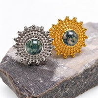 Implant Grade Titanium Moss Agate Push-Fit Flatback Piercing
