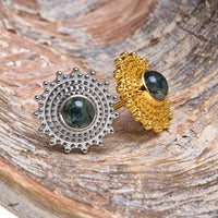 Implant Grade Titanium Moss Agate Push-Fit Flatback Piercing