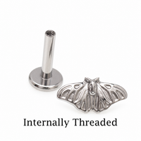 Moth Implant Titanium Internally Threaded Flatback Piercing
