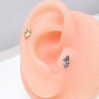 Moth Implant Titanium Internally Threaded Flatback Piercing