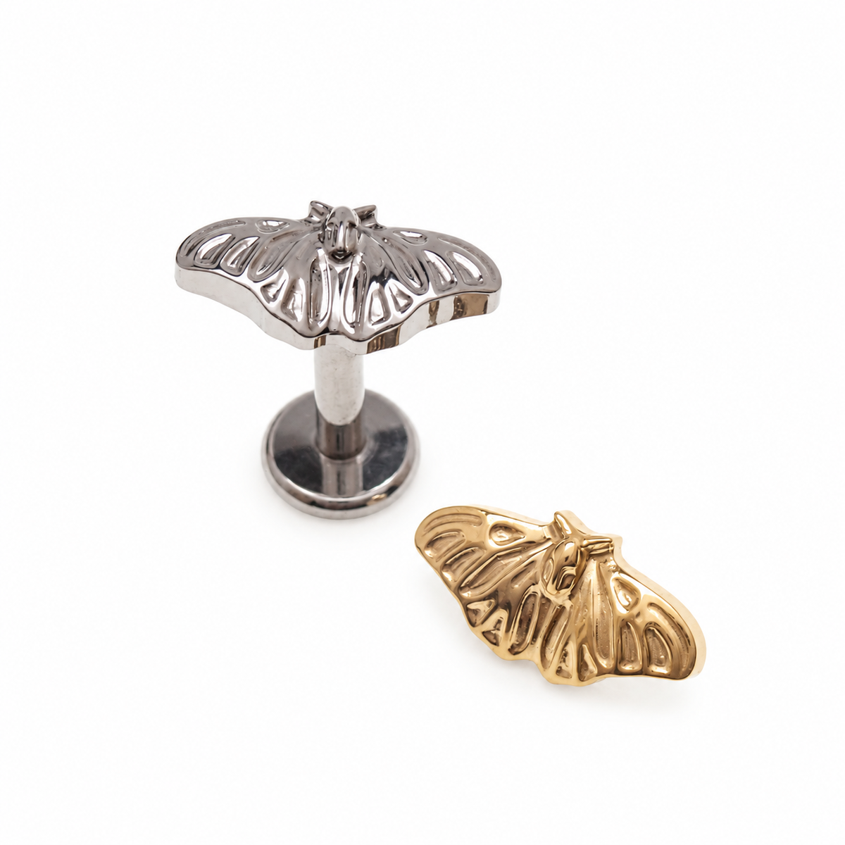 Moth Implant Titanium Internally Threaded Flatback Piercing