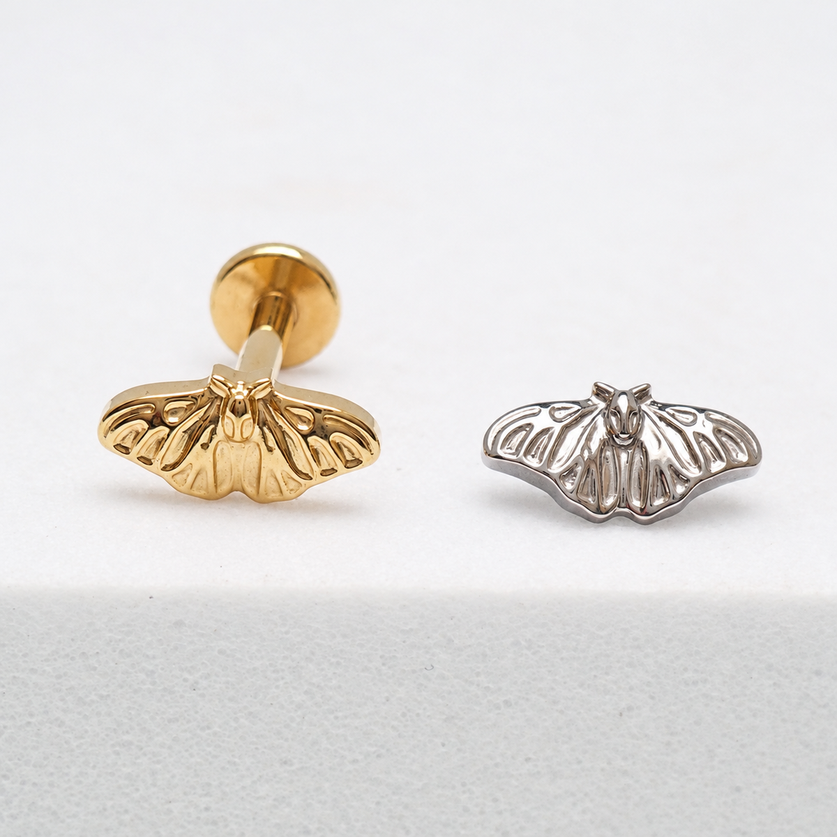 Moth Implant Titanium Internally Threaded Flatback Piercing