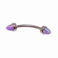 Lavender opal and titanium body jewelry in 14g, 16g, and 18g push fit curve design by Body Clickers.