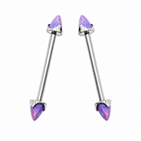 Multi Lavender Opal Cone Implant Titanium Nipple Bar 14g, 12g