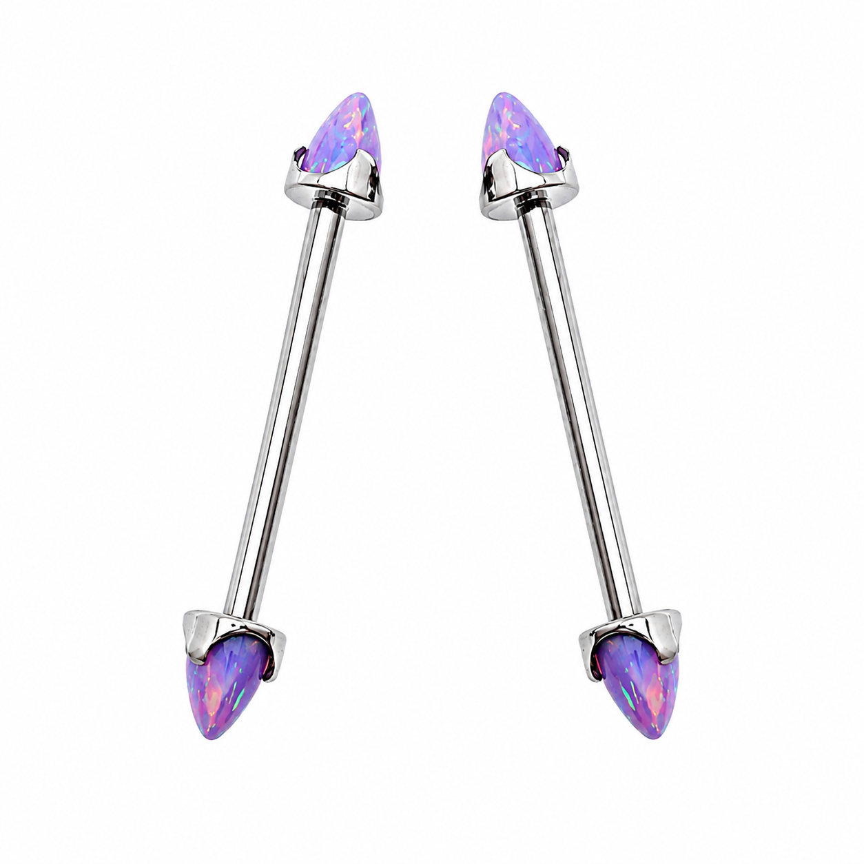 Multi Lavender Opal Cone Implant Titanium Nipple Bar 14g, 12g