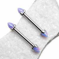 Multi Lavender Opal Cone Implant Titanium Nipple Bar 14g, 12g