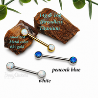 Opal Push Fit Nipple Bars 14g, 16g
