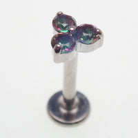 Mystic Topaz Natural Stone Flower Titanium Flatback/ Labret Piercing 18g, 16g, 14g