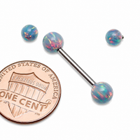 Mystic Grey 5mm, 6mm fire Opal Titanium Nipple Ring 14g, 12g