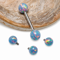 Mystic Grey 5mm, 6mm fire Opal Titanium Nipple Ring 14g, 12g