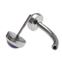 Natural stone titanium push fit curved body jewelry in 14g, 16g, and 18g by Body Clickers, featuring a threadless design.
