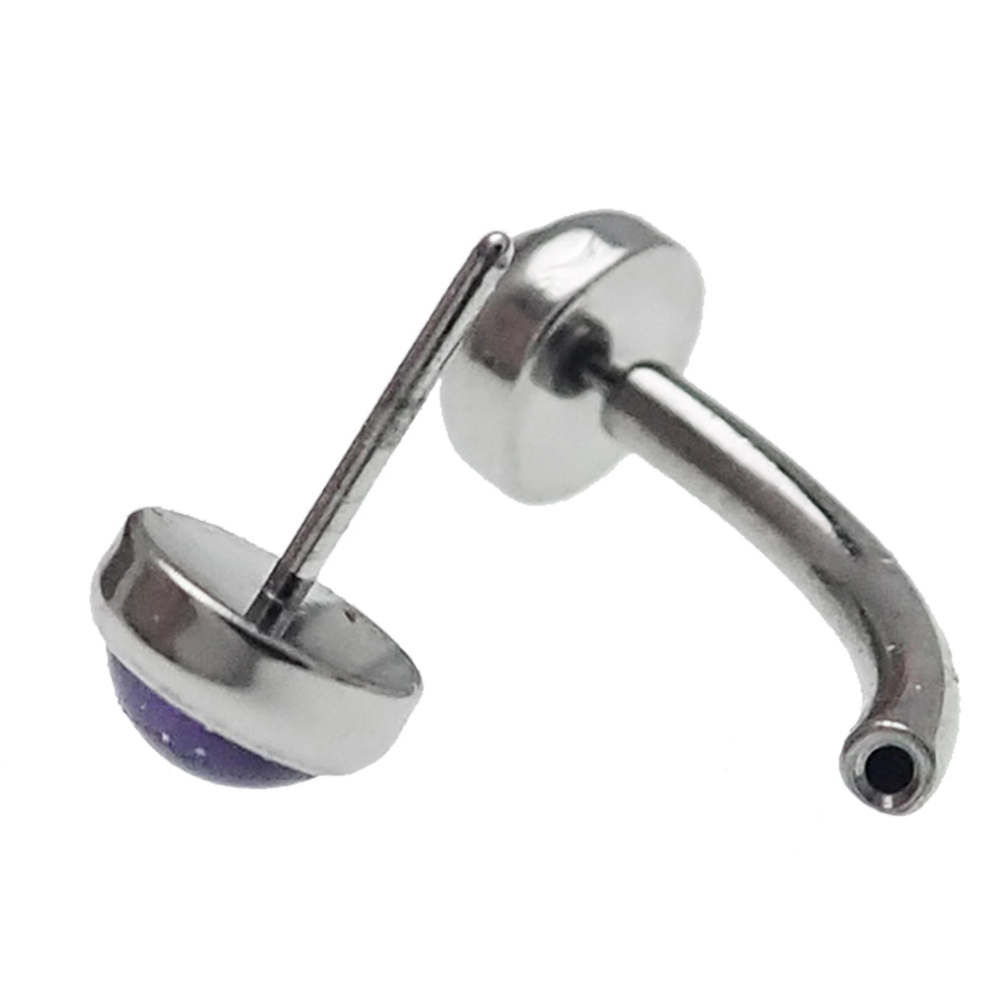 Natural stone titanium push fit curved body jewelry in 14g, 16g, and 18g by Body Clickers, featuring a threadless design.