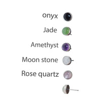 Natural stone titanium push fit curve body jewelry in 14g, 16g, and 18g with curved design and polished finish.