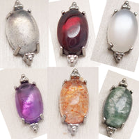 Natural Stone Oval Titanium Flatback/ Labret Piercing 18g, 16g, 14g