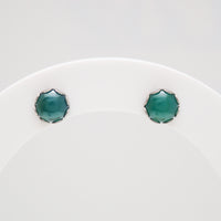 Implant grade Titanium Natural Stone 6mm Round Jade Earrings- Pair 20g